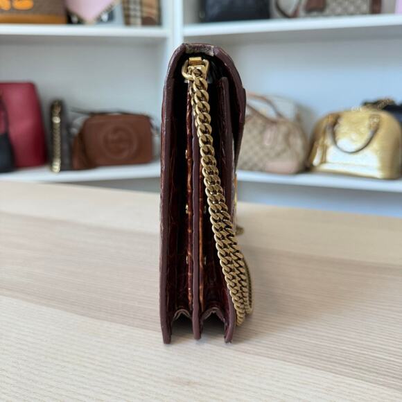 Saint Laurent YSL Patent Turtle Embossed Monogram Cassandra Clasp Bag Rouge - Picture 4 of 13